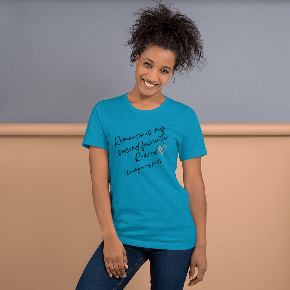 Evie Mitchell Aqua / S Romance is my second favourite R-word - Light T-Shirts - UK Spelling