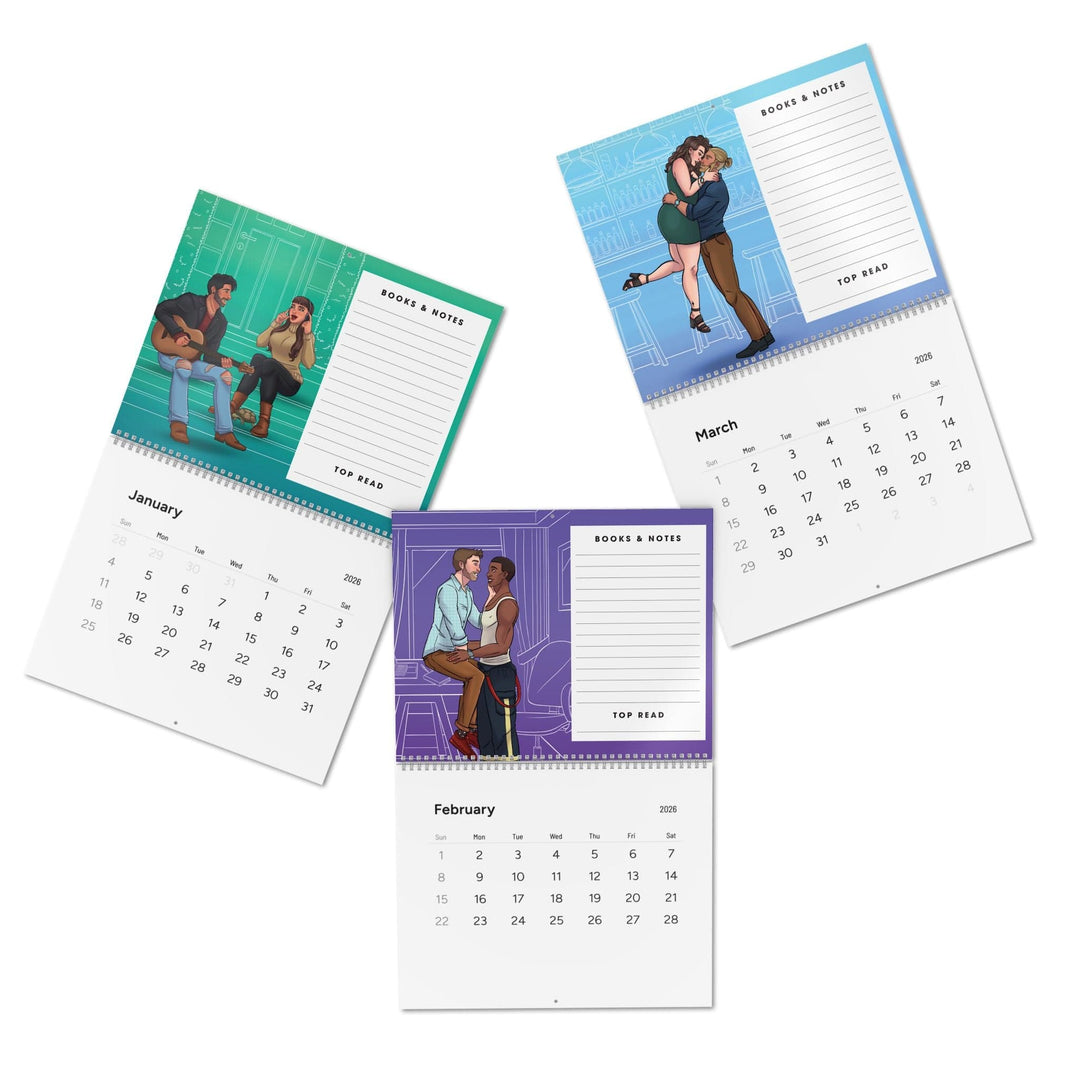 Printify Calendar Standard Wall Calendar 2026 | Perfect for Romance Readers | Bookish Romance Calendar