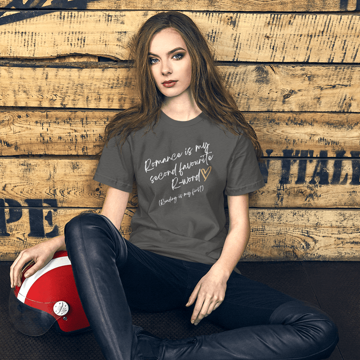 Evie Mitchell Asphalt / S Romance is my second favourite R-word - Dark T-Shirts - UK Spelling