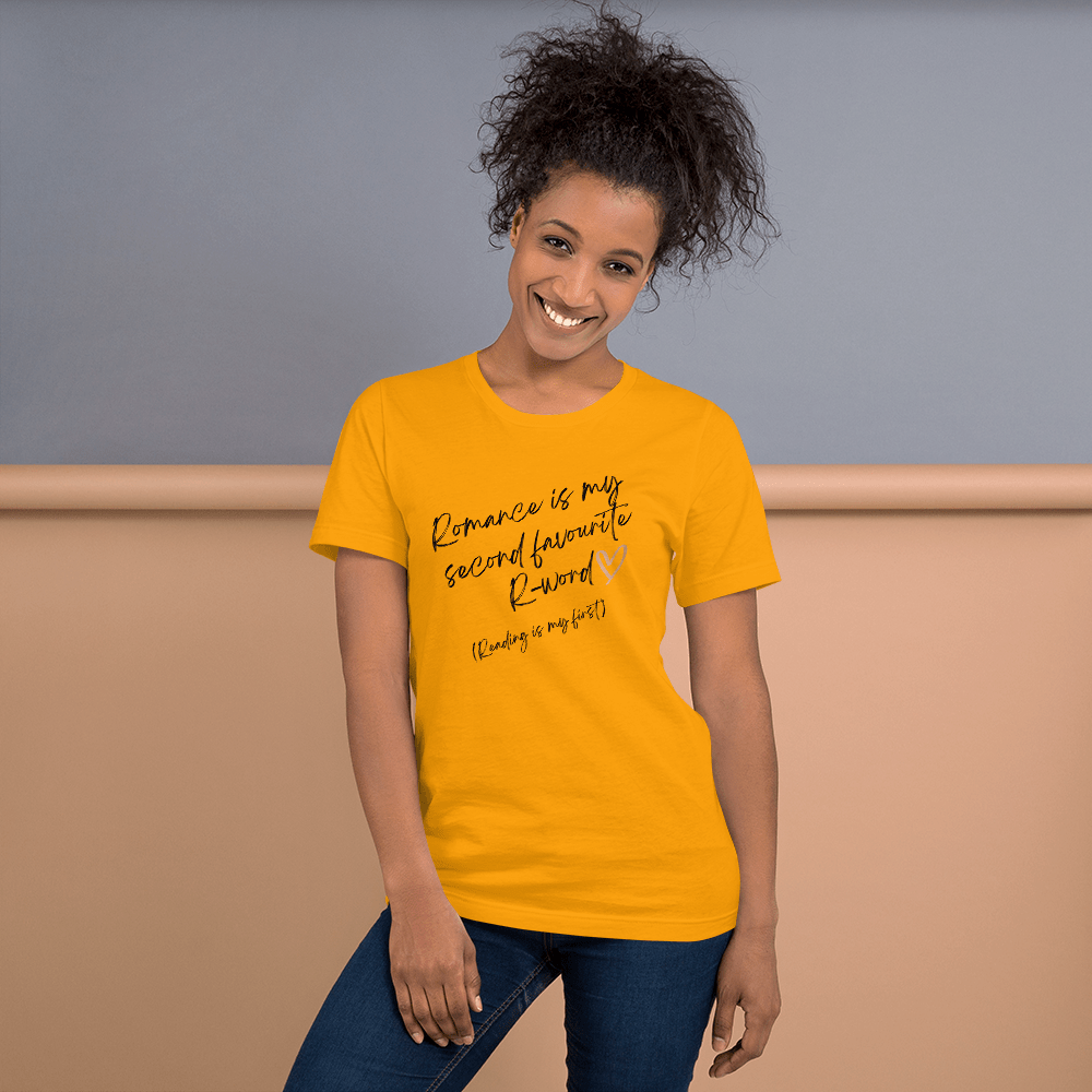 Evie Mitchell Gold / S Romance is my second favourite R-word - Light T-Shirts - UK Spelling